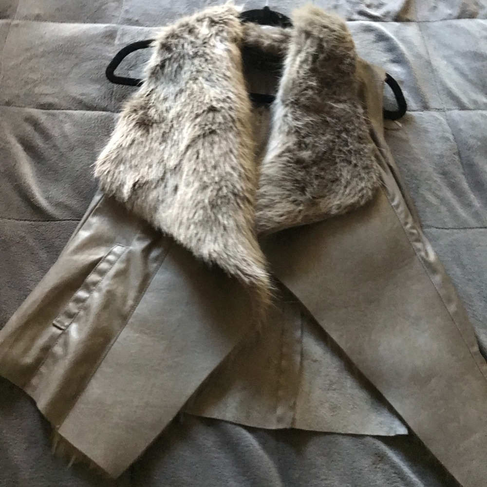 Faux Leather and Fur Vest, NWOT